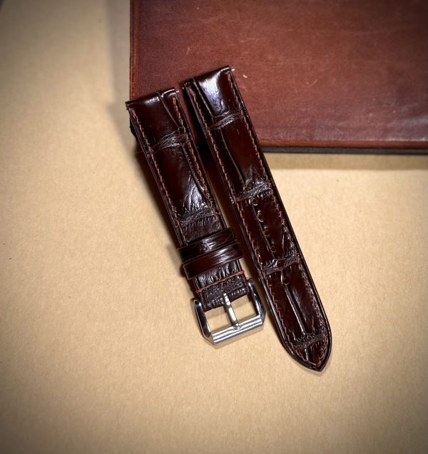 Brown leather watch strap band for premium wristwatches