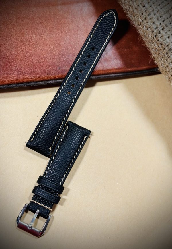 Genuine black alligator leather watch strap - Handmade luxury watch band