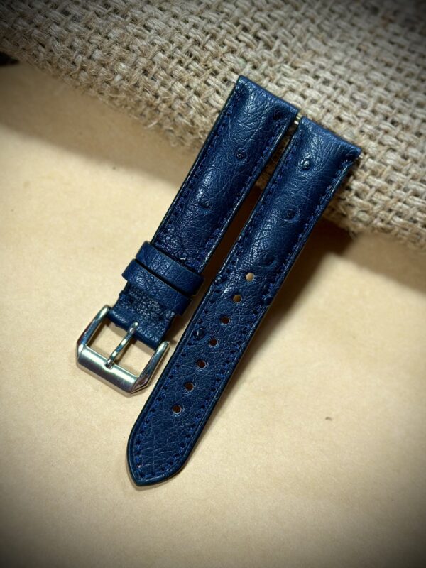 Navy ostrich leather watch strap band, vintage style, watch accessory