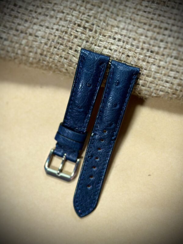 Navy ostrich leather watch strap band, vintage style, watch accessory