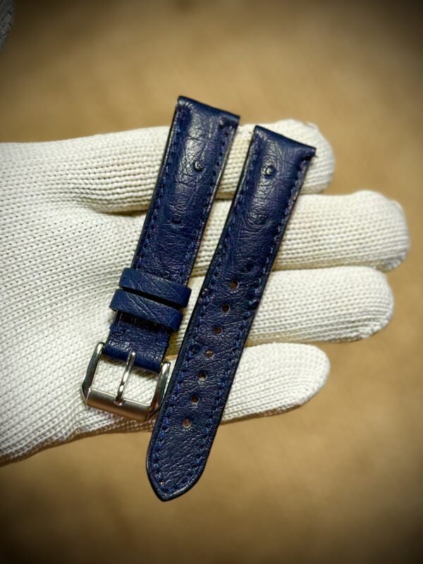 Navy ostrich leather watch strap band, vintage style, watch accessory