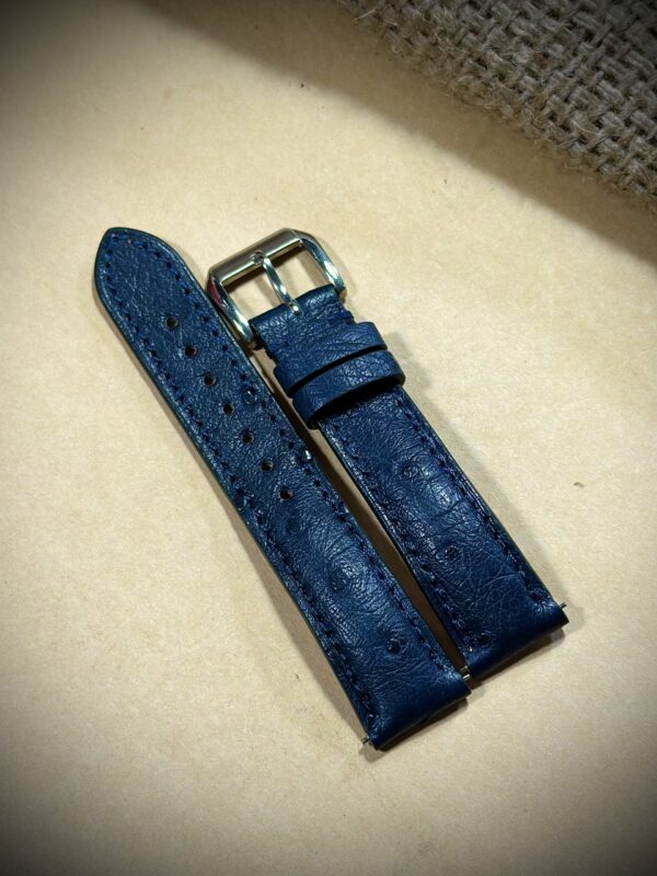 Navy ostrich leather watch strap band, vintage style, watch accessory