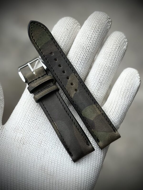 Camo leather watch strap band, 24mm, 22mm, 21mm, 20mm, 19mm, 18mm, 16mm, military style, watch accessory