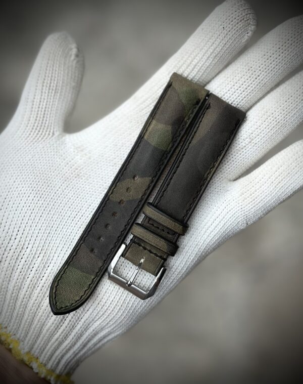 Camo leather watch strap band, 24mm, 22mm, 21mm, 20mm, 19mm, 18mm, 16mm, military style, watch accessory