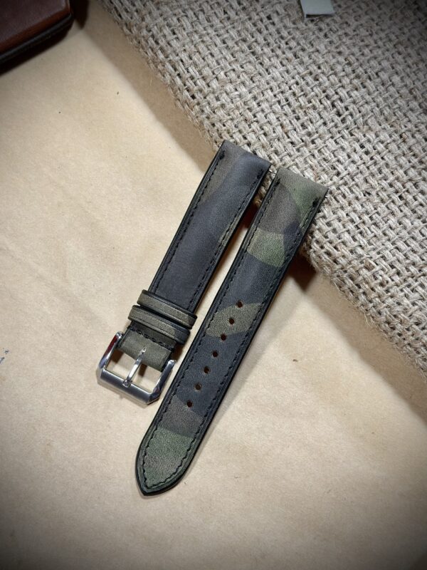 Camo leather watch strap band, 24mm, 22mm, 21mm, 20mm, 19mm, 18mm, 16mm, military style, watch accessory